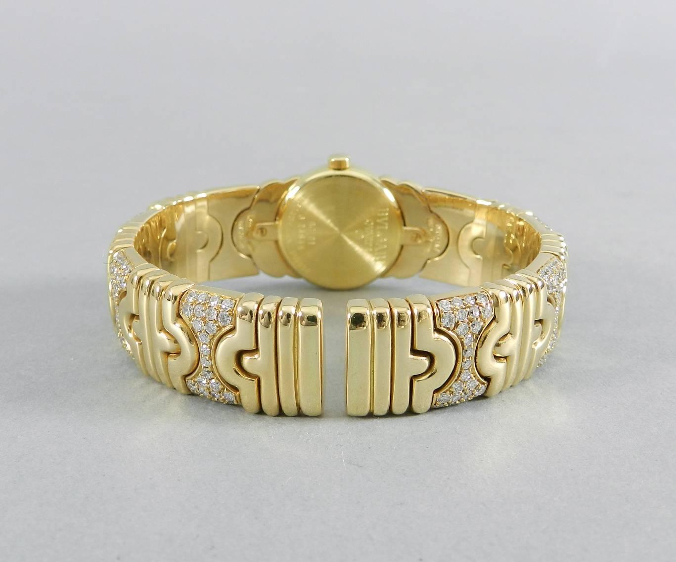 Bulgari Ladies Yellow Gold Diamond Parenthesis Quartz Bangle Wristwatch, c1993 5