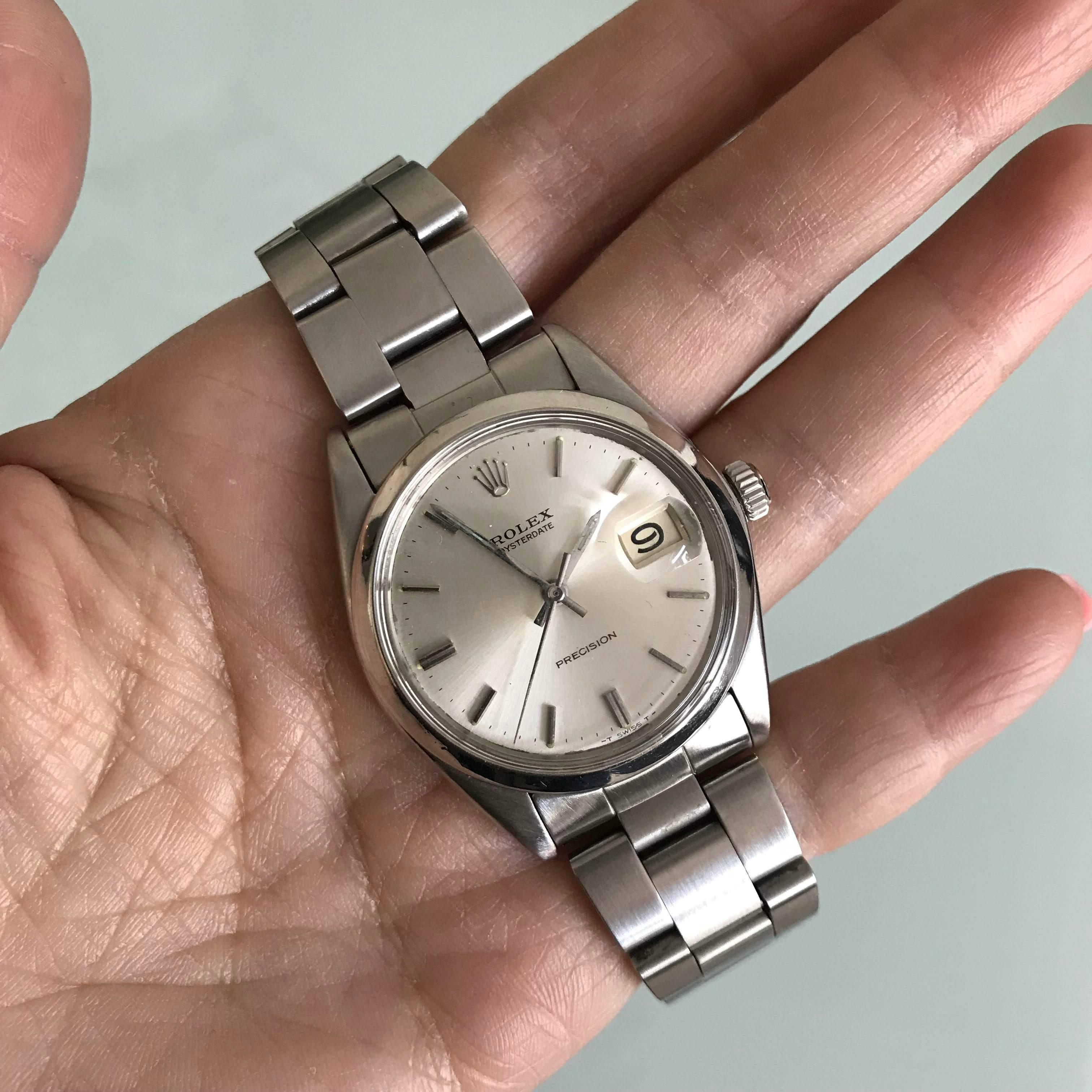 Rolex Stainless Steel Vintage Oyster Date Precision Wristwatch, 1970s  5