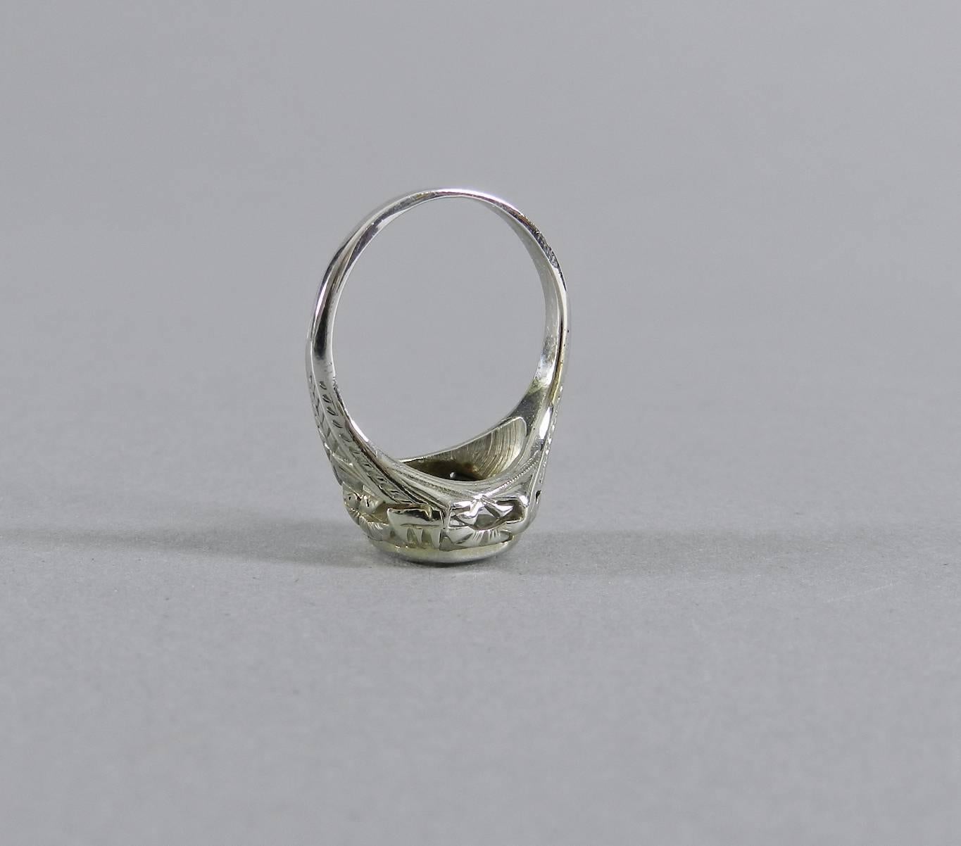 Art Deco 1920s White Gold European Cut Diamond Engagement Ring 2