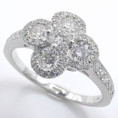 Lucky Four-Leaf Clover .80 Carat Diamond Ring in 18K White Gold