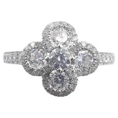 Lucky Four-Leaf Clover .80 Carat Diamond Ring in 18K White Gold