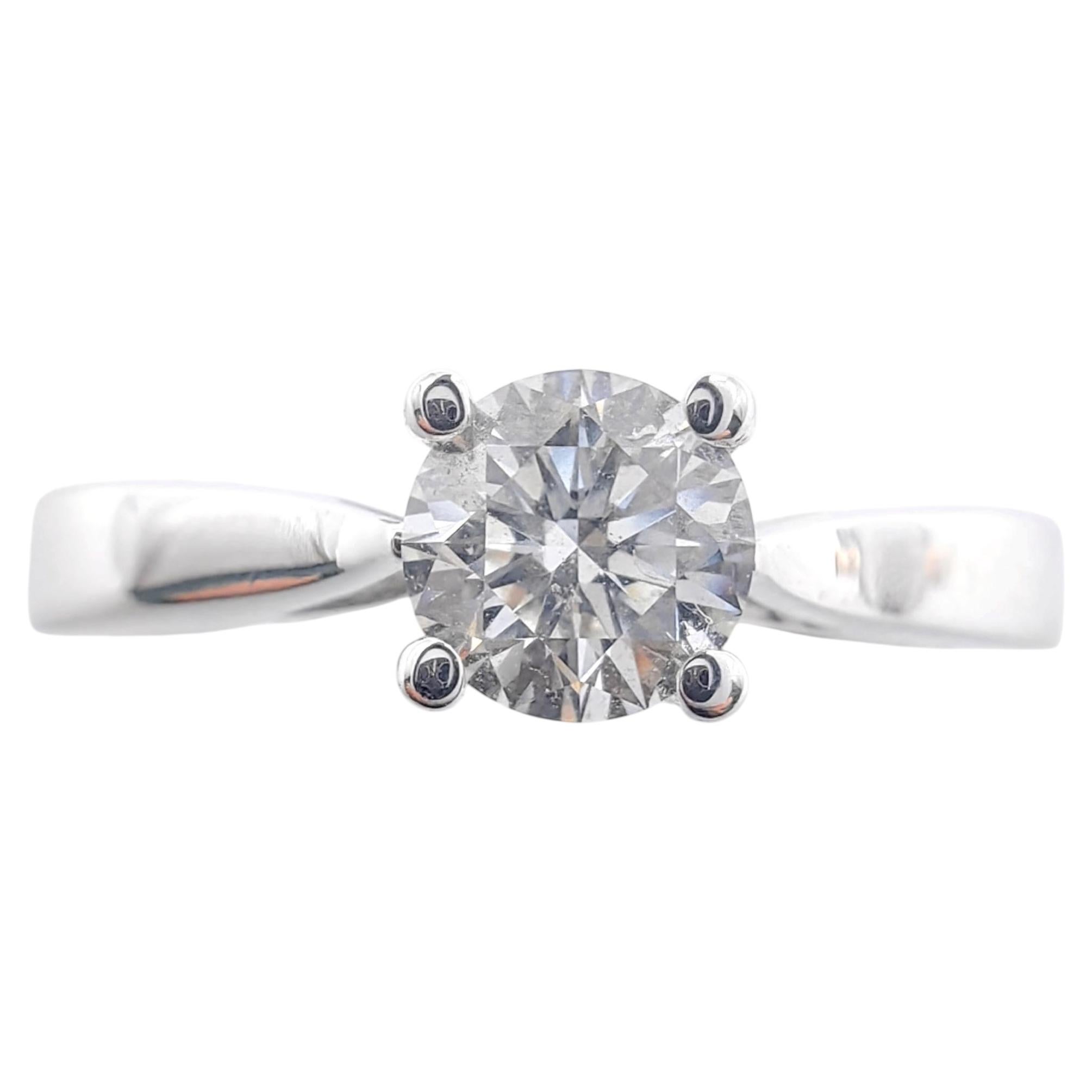 Classic Modern Solitaire Diamond Engagement Ring in 18K White Gold