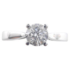 Classic Modern Solitaire Diamond Engagement Ring in 18K White Gold