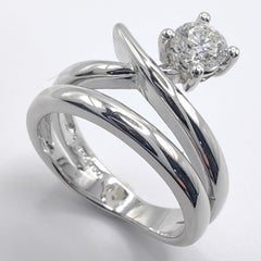 Solitaire Diamond Spiral Engagement Ring in 18K White Gold