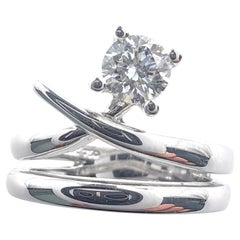 Solitaire Diamond Spiral Engagement Ring in 18K White Gold
