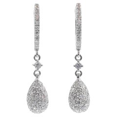 .99 Carat Diamond Nugget Drop Earrings in 18K White Gold