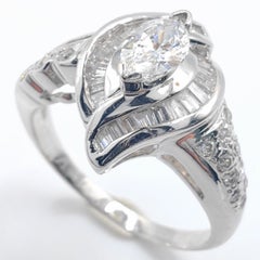 Flame of Love .86 Carat Marquise Diamond Cluster Bridal Ring in 18K White Gold