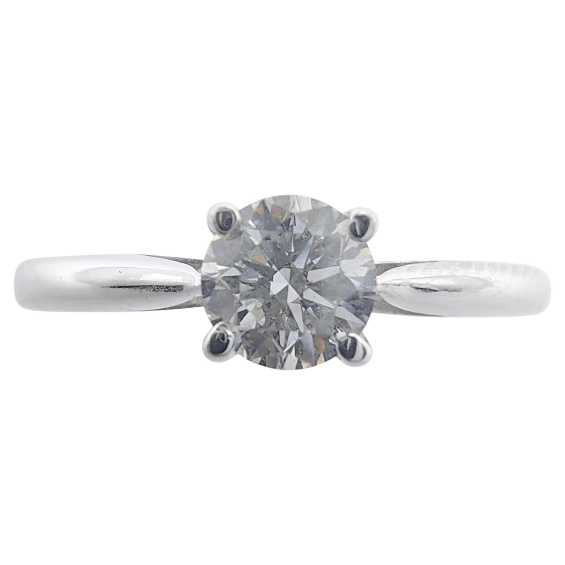 Modern Solitaire Round Brilliant Diamond Engagement Ring in 18K White Gold