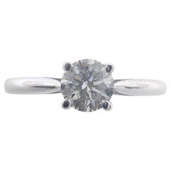 Anillo de compromiso moderno con diamante solitario en oro blanco de 18 quilates