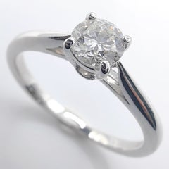 Modern Solitaire Round Brilliant Diamond Engagement Ring in 18K White Gold