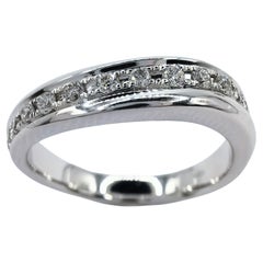 18K White Gold Diamond Curvy Channel Set Half Eternity Band Wedding Ring