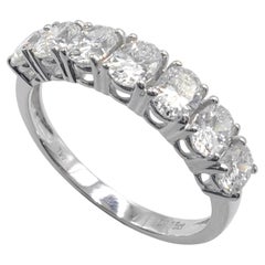 1.15ct Natural Oval-cut Diamond Half Eternity Stacking Ring in 18K White Gold