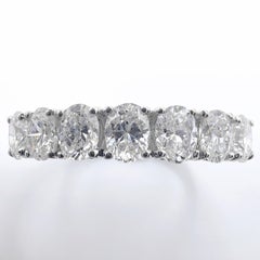 1.15ct Natural Oval-cut Diamond Half Eternity Stacking Ring in 18K White Gold