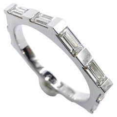 12 Baguette Cut Diamonds Six-sided Hexagon Shape Band Ring in 18K White Gold