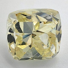 5.23ct Natural Fancy Yellow Artisanal Cushion Cut Faceted Rough Loose Diamond