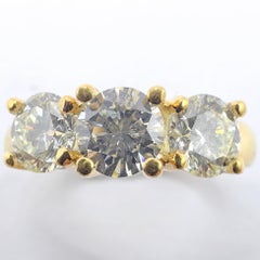 1.26ct Classic Round Diamond Three Stone Trellis Ring in 850 20K Yellow Gold