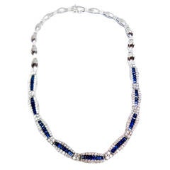 Stunning Sapphire Diamond Gold Necklace