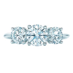 Tiffany Round Brilliant Three Stone Diamond Platinum Ring