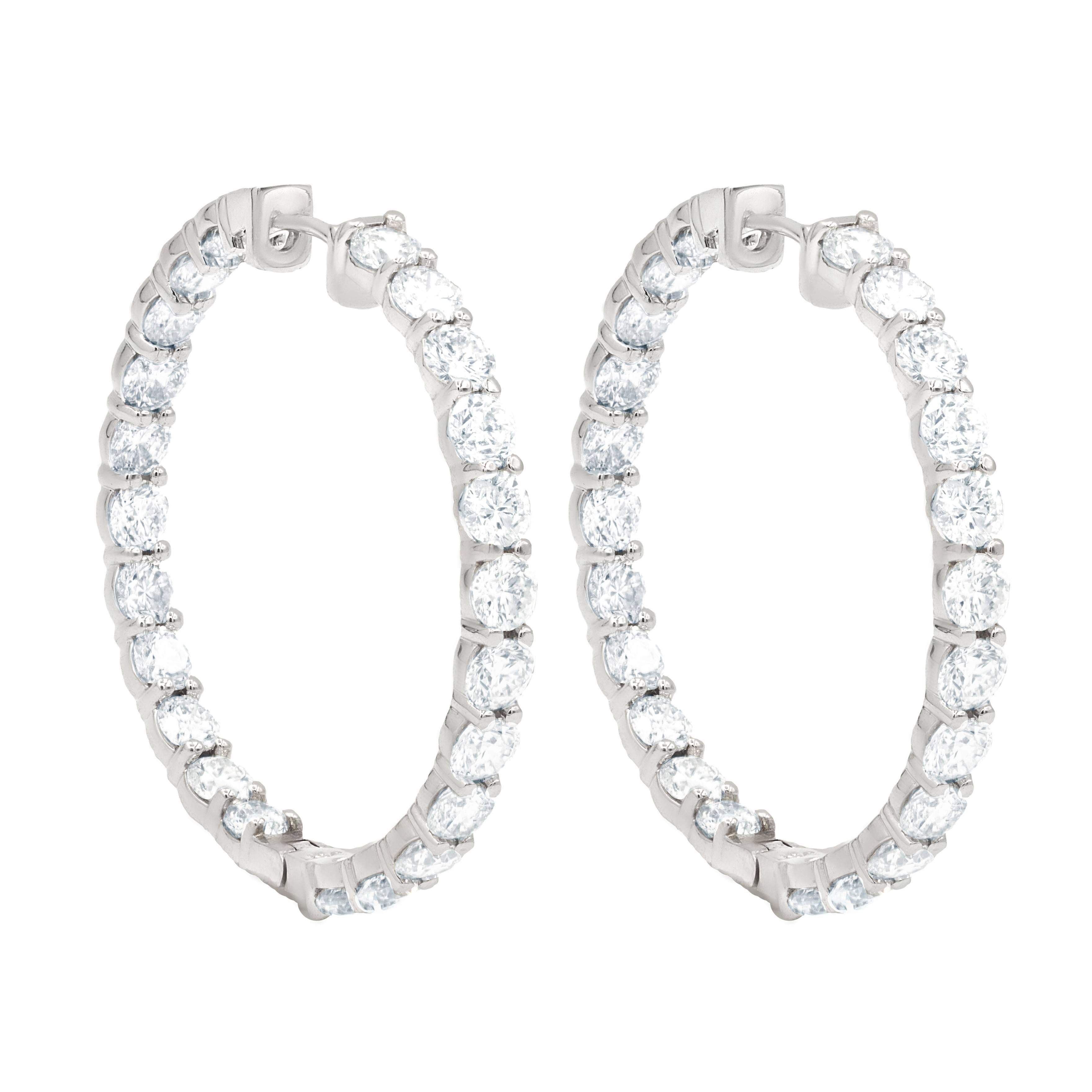 Inside Out 16.50 Carat Diamond Hoops Earrings, Each Stone 0.35 Carat