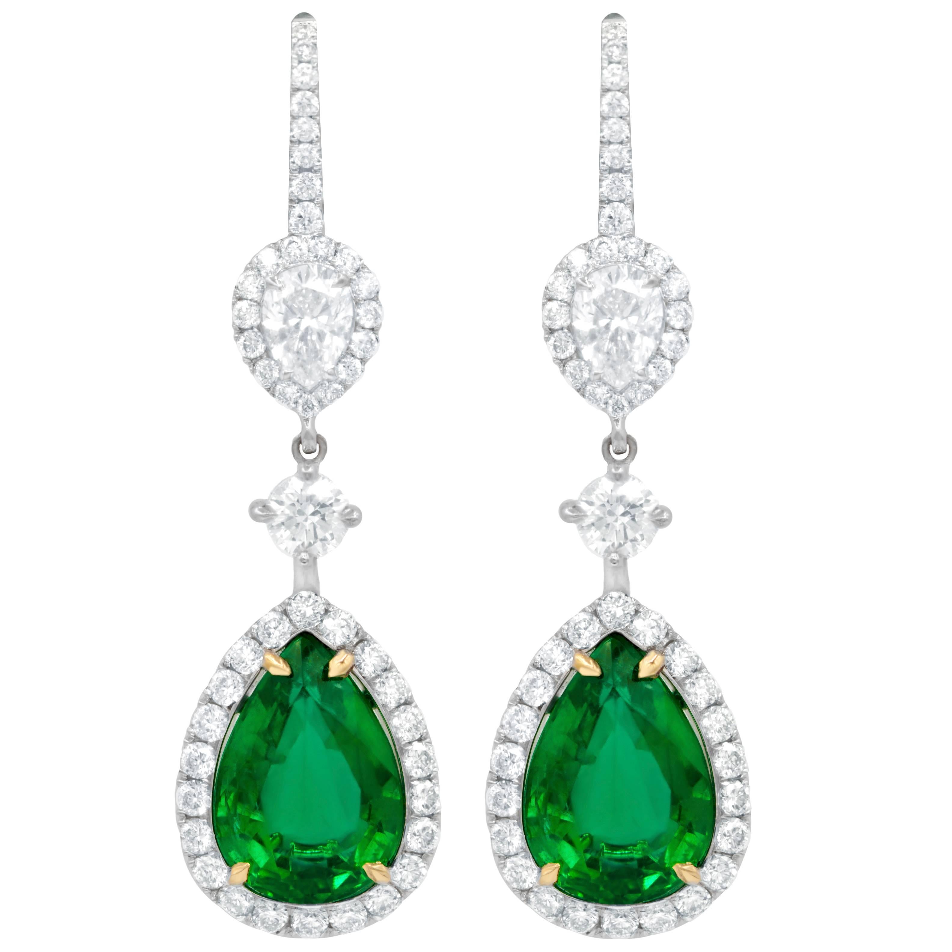 Magnificent Emerald and Diamond Earrings