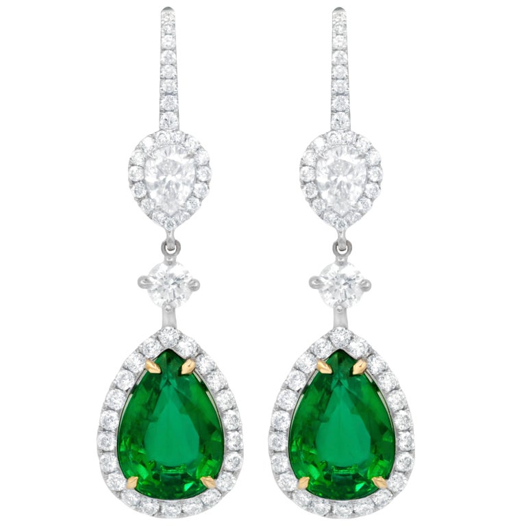Magnificent Emerald and Diamond Earrings For Sale at 1stDibs