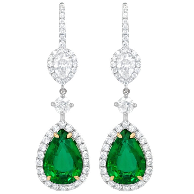 A stunning pair of Emerald and Diamond earrings