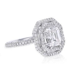 GIA Certified 3.01 Carat Asscher Cut Platinum Engagement Ring