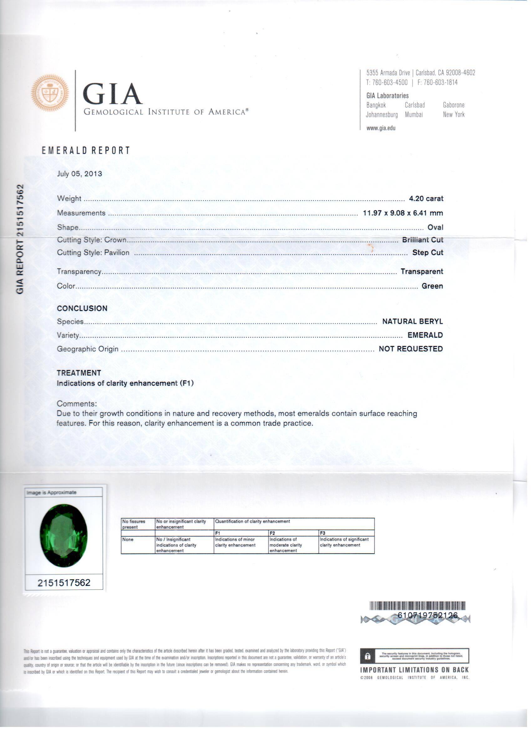Esmeralda verde de 4,20 quilates certificada por GIA en halo por anillo de 1,80 quilates de diamantes Corte esmeralda en venta