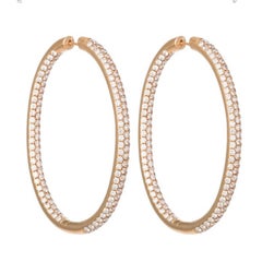 9.00 Carat 18 Karat Yellow Gold Diamond Hoop Earrings