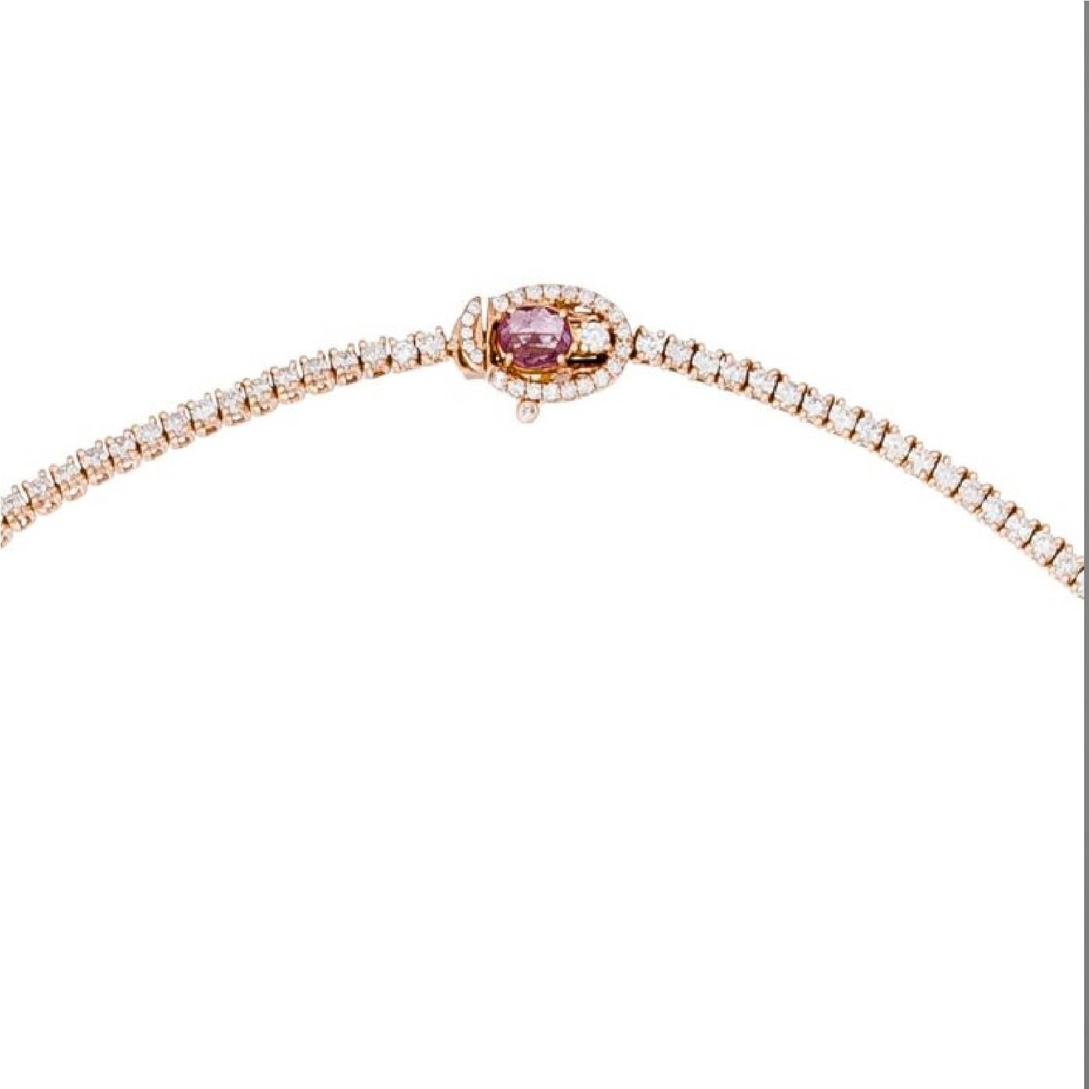 Taille ronde Diana M Jewels Collier Riviera de 15,00 carats de saphirs roses et de diamants en vente