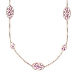 Diana M Jewels 15.00 Carat Pink Sapphire and Diamond Riviera Necklace
