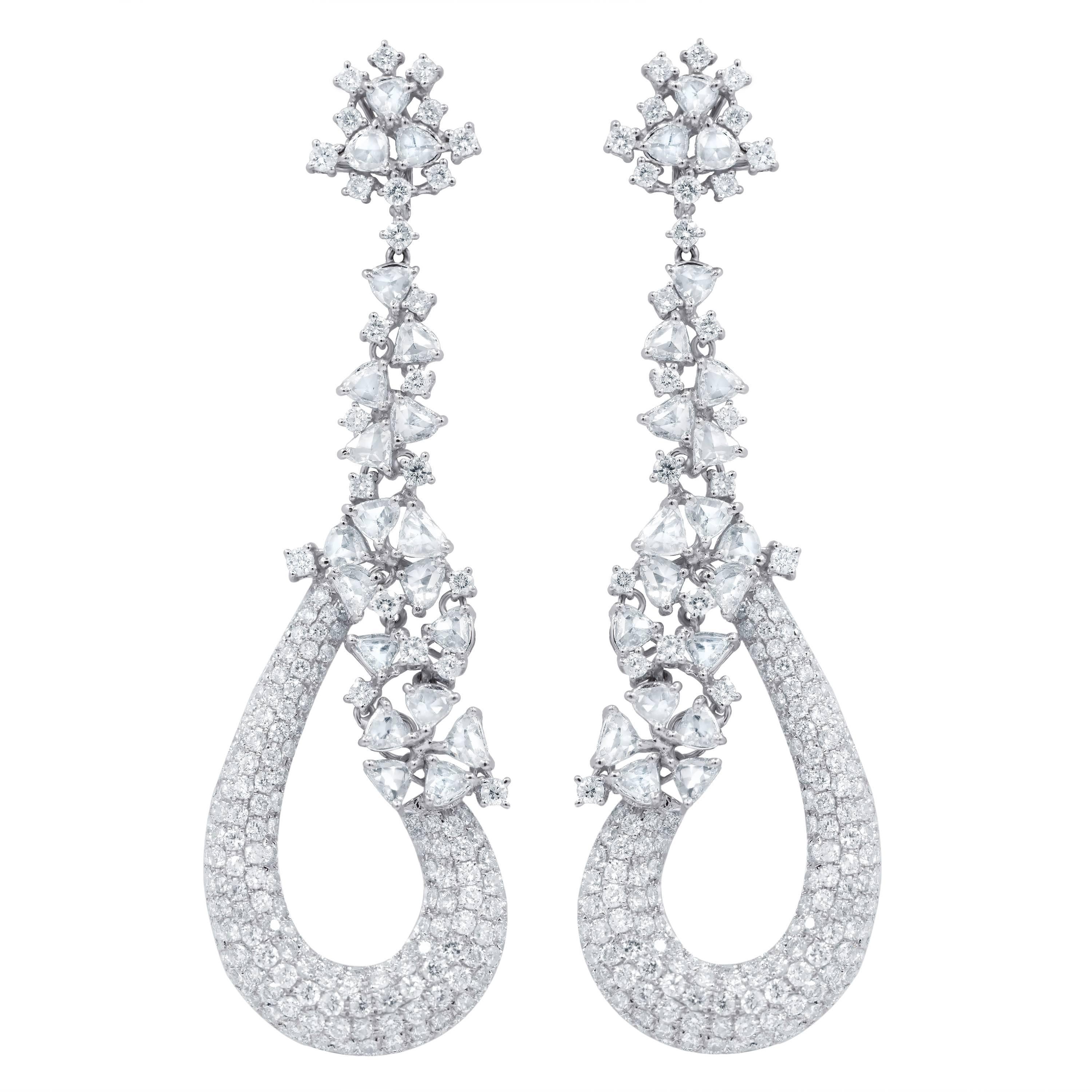 10.18 Carat Rose Cut Diamond Earrings