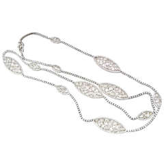 Opera Rose and Round cut Diamond Necklace 7
