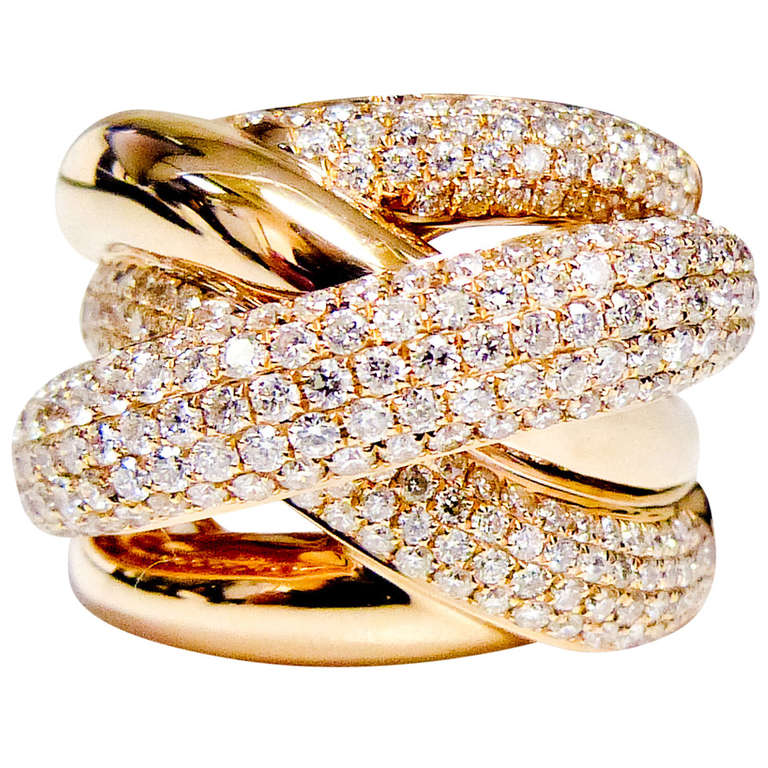 Criss Cross Diamond Gold Ring