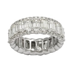 Stunning Emerald Cut Diamond Gold Eternity Band