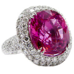 Spectacular 14.87 Carat Tourmaline Diamond Ring 3