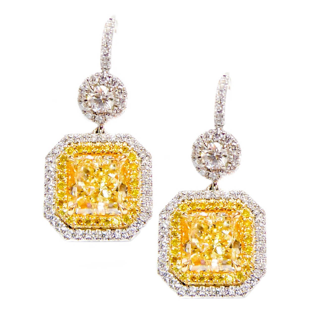 Elegant and Classic Fancy Yellow Diamond Earrings