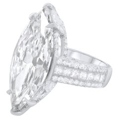 Retro Diana M. 19.85 Carat Marquise Cut Flawless Diamond Ring