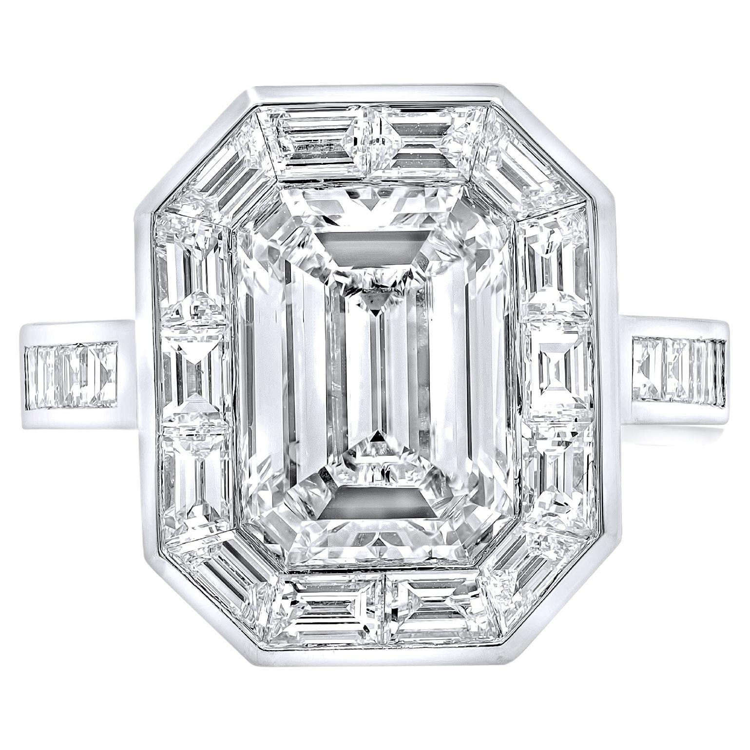 Emerald Cut Diamond Platinum Ring