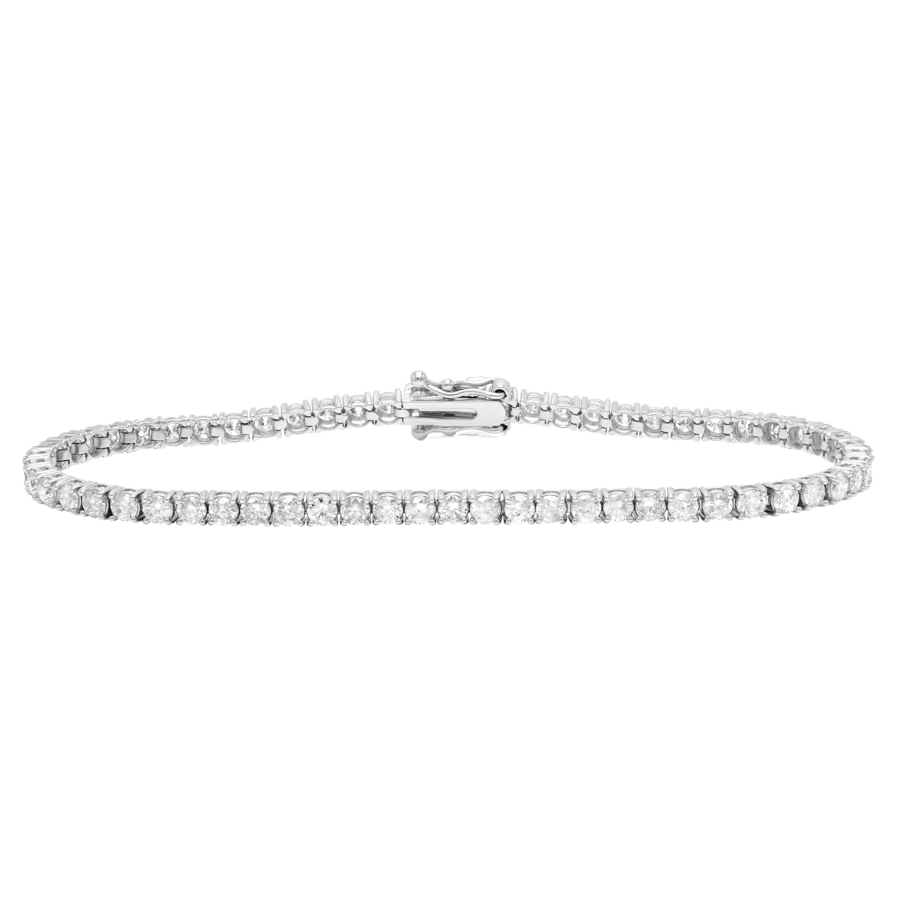 Diana M. Custom 4.50 Cts Diamond Tennis Bracelet in  14kt White Gold For Sale