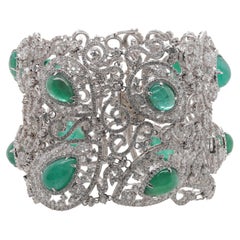 Diana M. 36.50 Carat Diamond Bracelet with Emeralds