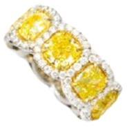 Diana M.18 kt white and yellow gold ring featuring 10.94 cts tw of radiant  For Sale