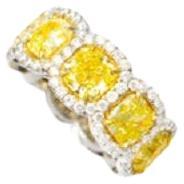 18 kt white and yellow gold ring featuring 10.94 cts tw of radiant cut diamonds (FLY) surrounded by 1.69 cts tw of white diamonds going all around
Diana M. is a leading supplier of top-quality fine jewelry for over 35 years.
Diana M is one-stop shop