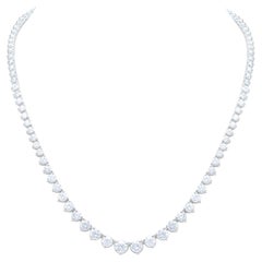 Diana M.23.10 cts 3 Prong 18k White Gold Graduated  Riviera Tennis Necklace