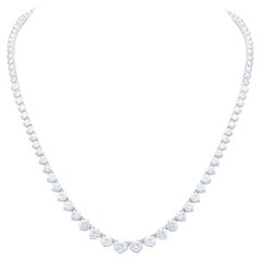 Diana M.23.10 cts 3 Prong 18k White Gold Graduated  Riviera Tennis Necklace 