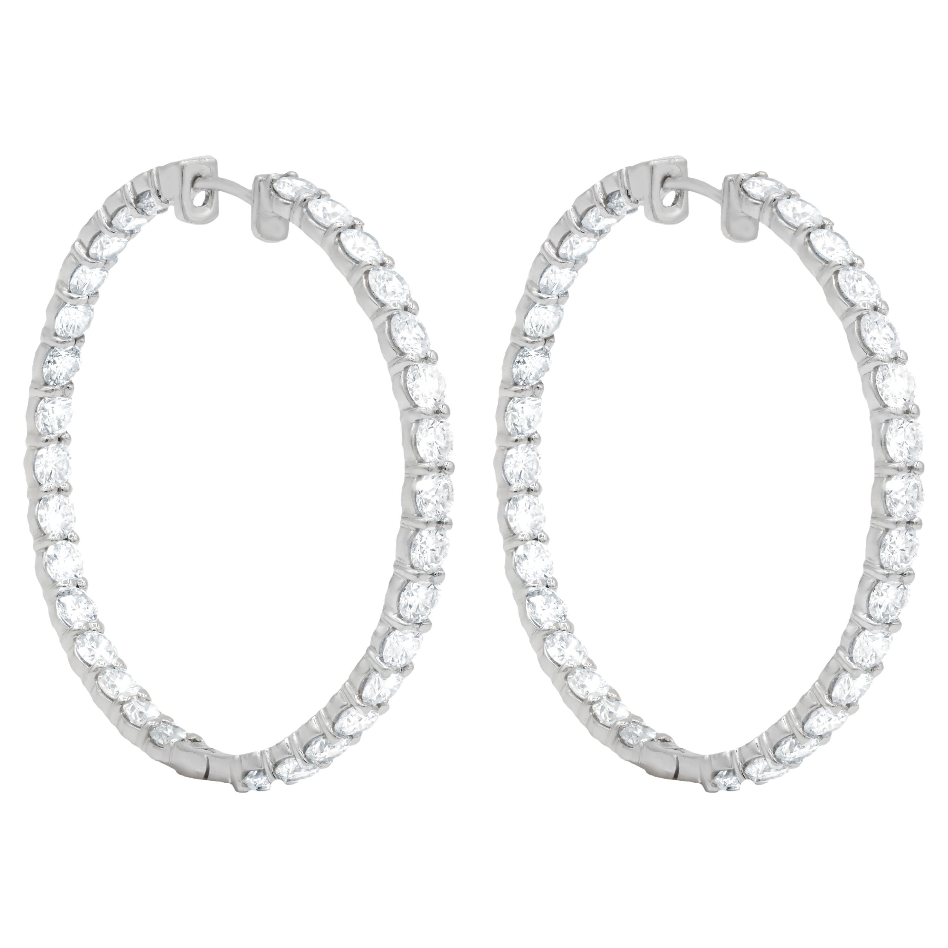 Diana M. 18 kt white gold inside-out hoop earrings adorned with 11.20 ...