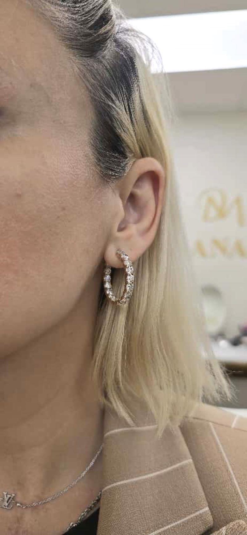 Taille rose Diana M. Boucles d'oreilles en or rose 18 carats à l'intérieur et à l'extérieur, ornées de 9,50 carats en vente