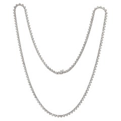 Diana M.Custom 43.47 Cts Round 3 Prong  Diamond 18k White Gold Tennis Necklace