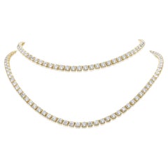 Diana M.Custom 50.00 Cts Diamond Opera Length Riviera 18k Yellow Gold Necklace
