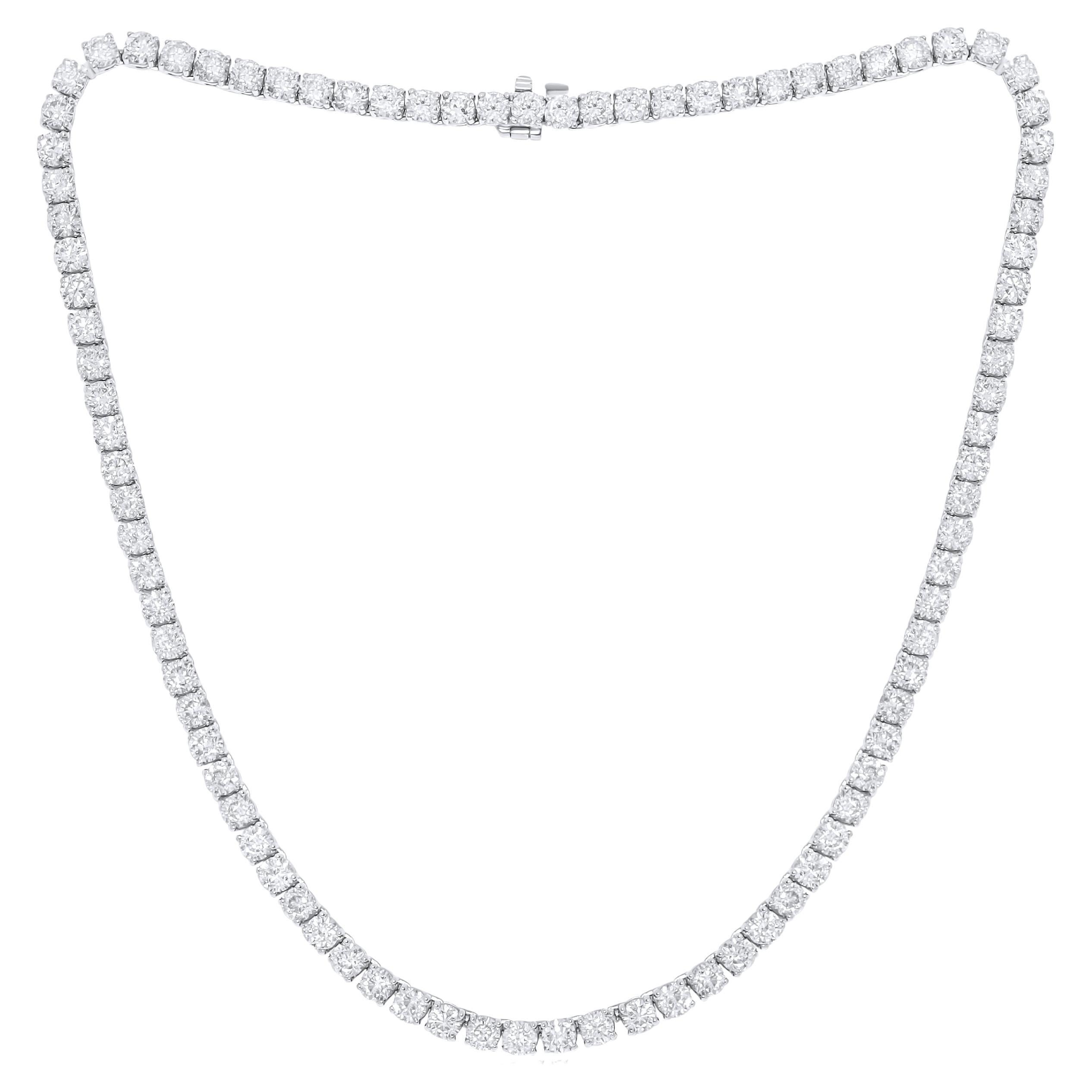 Diana M.  Maßgefertigtes Platin, 16,5"  51,82 Karat Diamant-Tennis-Halskette mit 4 Zacken